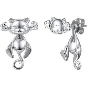 925 Silver Cute Pig/Panda Bear/Dog/Cat Earrings Stud Solid Sterling Jewelry "